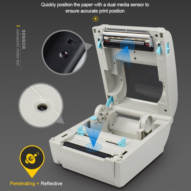 POS-9210 110mm USB POS Receipt Thermal Printer Express Delivery Barcode Label Printer, EU Plug(White) - Receipt Printers by PMC Jewellery | Online Shopping South Africa | PMC Jewellery | Buy Now Pay Later Mobicred