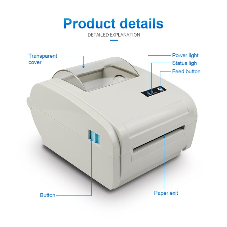 POS-9210 110mm USB POS Receipt Thermal Printer Express Delivery Barcode Label Printer, EU Plug(White) - Receipt Printers by PMC Jewellery | Online Shopping South Africa | PMC Jewellery | Buy Now Pay Later Mobicred