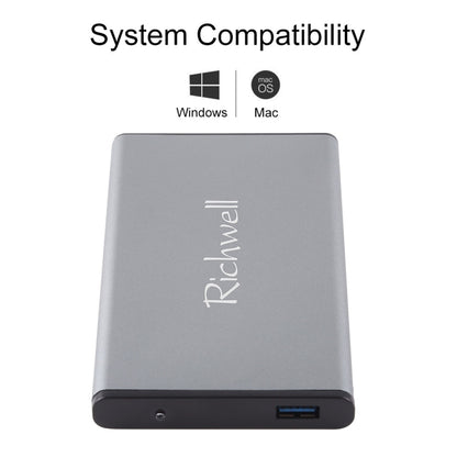 Richwell SATA R2-SATA-1TGB 1TB 2.5 inch USB3.0 Super Speed Interface Mobile Hard Disk Drive(Grey) - External Hard Drives by Richwell | Online Shopping South Africa | PMC Jewellery | Buy Now Pay Later Mobicred