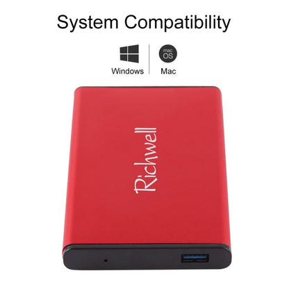 Richwell SATA R2-SATA-1TGB 1TB 2.5 inch USB3.0 Super Speed Interface Mobile Hard Disk Drive(Red) - External Hard Drives by PMC Jewellery | Online Shopping South Africa | PMC Jewellery | Buy Now Pay Later Mobicred