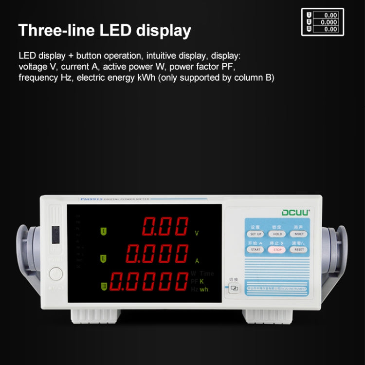 DCUU PM9915 Intelligent Electrical Parameters Measuring Instrument (EU Plug) - Current & Voltage Tester by PMC TechLife | Online Shopping South Africa | PMC TechLife | Buy Now Pay Later Mobicred