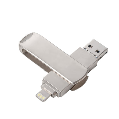 Richwell 3 in 1 32G Micro USB + 8 Pin + USB 3.0 Metal Rotating Push-pull Flash Disk with OTG Function(Silver) - U Disk & Card Reader by Richwell | Online Shopping South Africa | PMC Jewellery | Buy Now Pay Later Mobicred