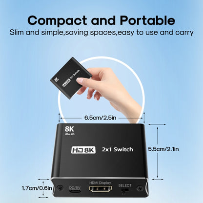 NK-W80 8K UHD HDMI 2X1 One-way Switch - Switch by PMC Jewellery | Online Shopping South Africa | PMC Jewellery | Buy Now Pay Later Mobicred