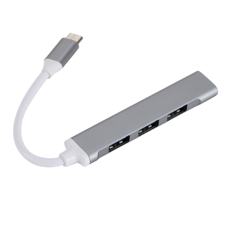 C809 USB 3.0 x 1 + USB 2.0 x 3 to USB-C / Type-C Multi-function Splitter HUB Adapter (Grey) - USB HUB by PMC Jewellery | Online Shopping South Africa | PMC Jewellery