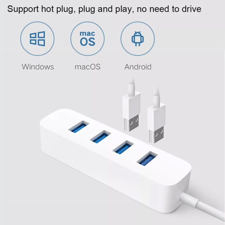 Original Xiaomi 4 Ports USB3.0 Hub with Stand-by Power Supply Interface USB Hub Extender Extension Connector Adapter(White) - Lan Cable and Tools by Xiaomi | Online Shopping South Africa | PMC Jewellery | Buy Now Pay Later Mobicred