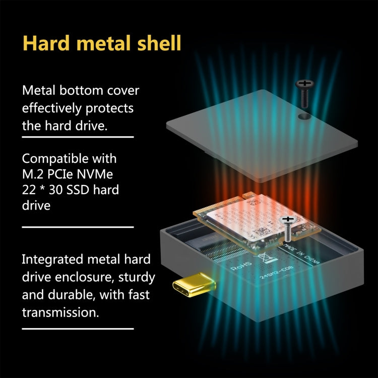 M.2 2230 NVMe External Type-C 10Gbps Hard Drive Enclosure - HDD Enclosure by PMC TechLife | Online Shopping South Africa | PMC TechLife | Buy Now Pay Later Mobicred