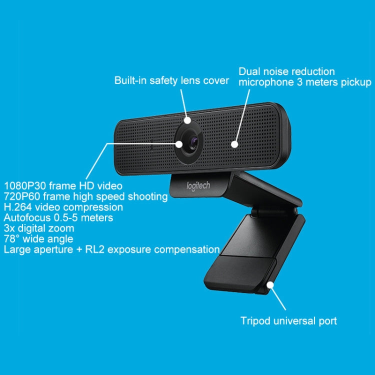 Logitech C925E 1080p HD Webcam with Integrated Security Cover(Black) - free shipping - PMC Jewellery - Order now!
