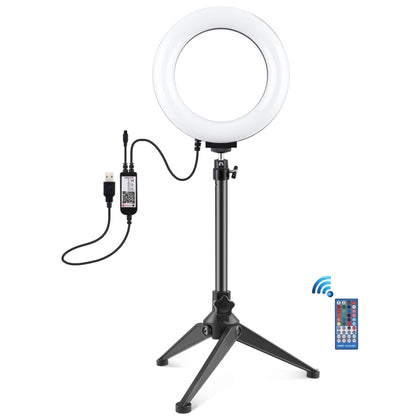 PULUZ 6.2 inch 16cm RGBW Light + Desktop Tripod Mount + USB Dimmable LED Ring Vlogging Photography Video Lights with Cold Shoe Tripod Ball Head & Remote Control(Black) - Ring Light by PULUZ | Online Shopping South Africa | PMC Jewellery | Buy Now Pay Later Mobicred