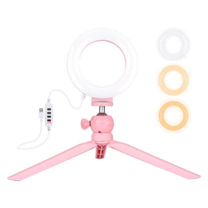 PULUZ 4.7 inch 12cm Light + Desktop Tripod Mount USB 3 Modes Dimmable LED Ring Vlogging Selfie Photography Video Lights with Cold Shoe Tripod Ball Head (Pink) - Ring Light by PULUZ | Online Shopping South Africa | PMC Jewellery | Buy Now Pay Later Mobicred