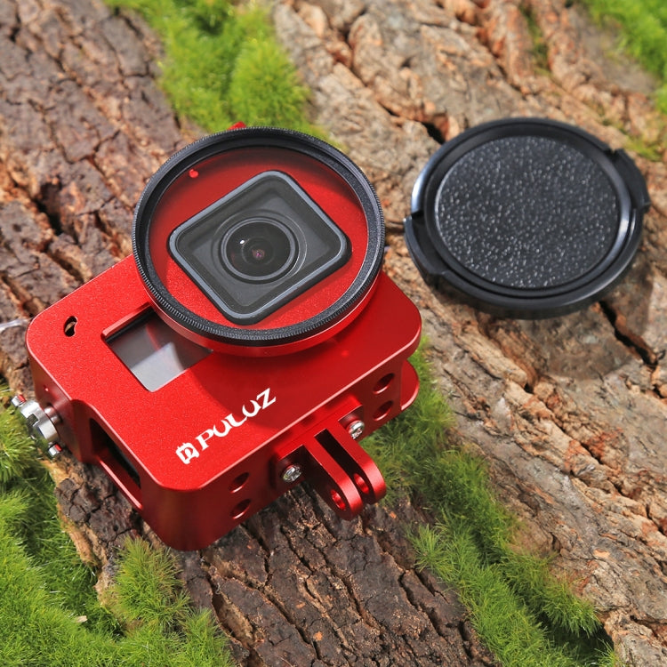 PULUZ Housing Shell CNC Aluminum Alloy Protective Cage with 52mm UV Lens for GoPro HERO(2018) /7 Black /6 /5(Red) - Metal Cases by PULUZ | Online Shopping South Africa | PMC Jewellery | Buy Now Pay Later Mobicred