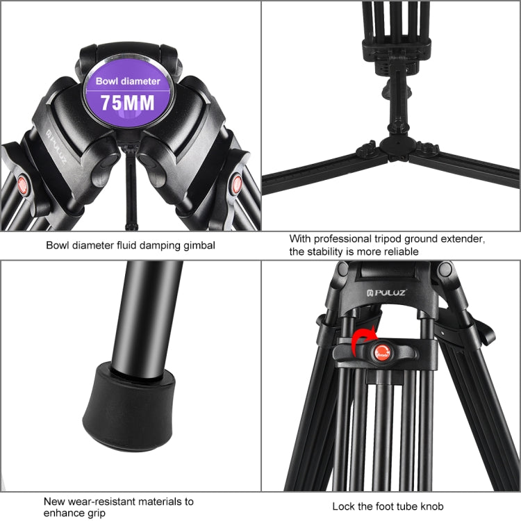PULUZ Professional Heavy Duty Camcorder Aluminum Alloy Tripod - free shipping - PMc TechLife - Order now!