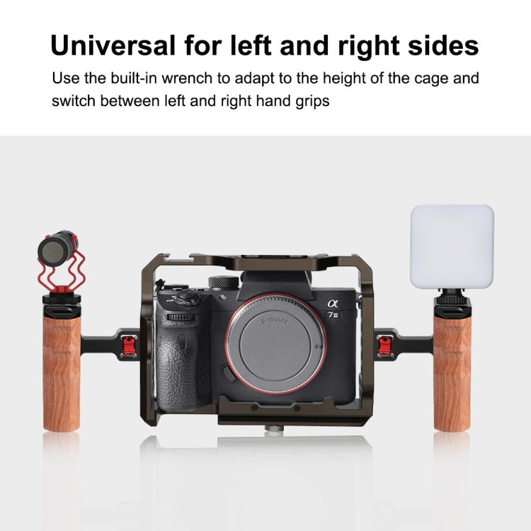 PULUZ 1/4 inch Screw Universal Camera Wooden Side Handle with Cold Shoe Mount for Camera Cage Stabilizer(Black) - Camera Stabilizer by PULUZ | Online Shopping South Africa | PMC Jewellery | Buy Now Pay Later Mobicred