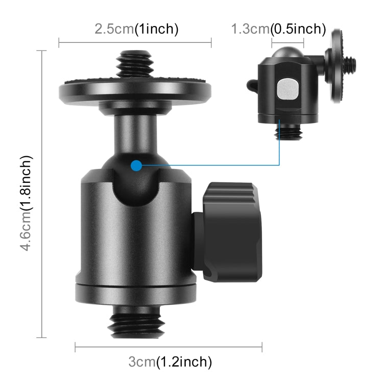 PULUZ 3/8 inch Outer Screw Metal Tripod Ball Head Adapter with Knob Lock(Black) - Tripod Heads by PULUZ | Online Shopping South Africa | PMC Jewellery | Buy Now Pay Later Mobicred