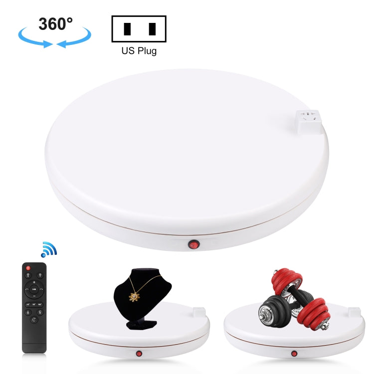 PULUZ 45cm Remote Control Adjusting Speed Rotating Turntable Display Stand with Power Socket, White, Load 100kg(US Plug) - free shipping - PMC TechLife - Order now!