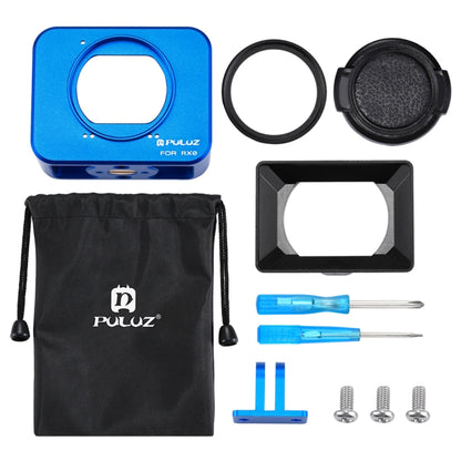 PULUZ for Sony RX0 Aluminum Alloy Protective Cage + 37mm UV Filter Lens + Lens Sunshade with Screws and Screwdrivers(Blue) - Metal Cases by PULUZ | Online Shopping South Africa | PMC Jewellery | Buy Now Pay Later Mobicred