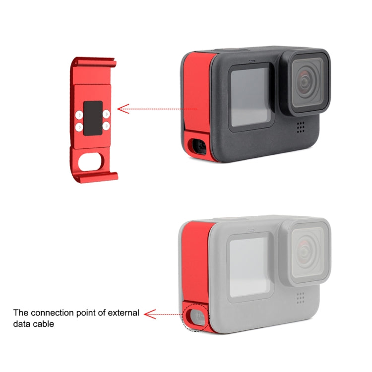 PULUZ Metal Battery Side Interface Cover for GoPro HERO12 Black /11 Black /10 Black /9 Black(Red) - Skeleton Housing by PULUZ | Online Shopping South Africa | PMC Jewellery | Buy Now Pay Later Mobicred