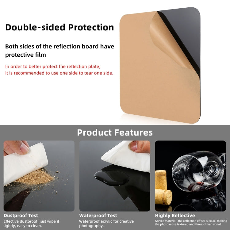 PULUZ 39cm Photography Acrylic Reflective Display Table Background Board(Black) -  by PULUZ | Online Shopping South Africa | PMC TechLife | Buy Now Pay Later Mobicred