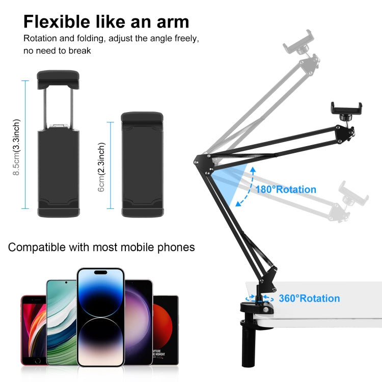 PULUZ Live Broadcast Desktop Articulating Arm Holder with Phone Clamp (Black) - Lazy Bracket by PULUZ | Online Shopping South Africa | PMC TechLife