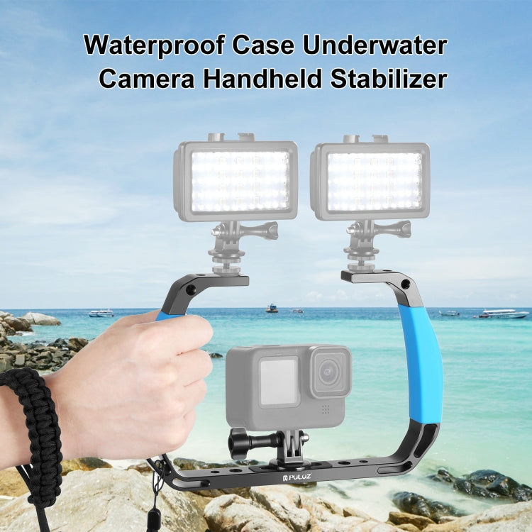 PULUZ Dual Silicone Handles Aluminium Alloy Underwater Diving Rig for GoPro, Other Action Cameras and  Smartphones (Blue) - Diving Accessories by PULUZ | Online Shopping South Africa | PMC Jewellery | Buy Now Pay Later Mobicred