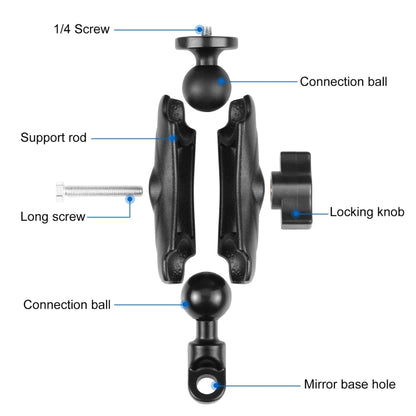 PULUZ Motorcycle Holder Mirror Base Hole Fixed Mount for GoPro and Other Action Cameras(Black) - Bicycle Handlebar Mount by PULUZ | Online Shopping South Africa | PMC Jewellery | Buy Now Pay Later Mobicred