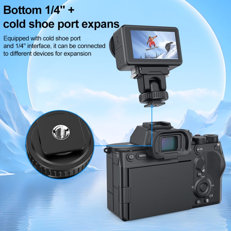 For DJI Osmo Action 5 Pro / 4 / 3 PULUZ Cold Shoe Gimbal Quick Release Base Adapter (Black) - free shipping - PMC TechLife - Order now!