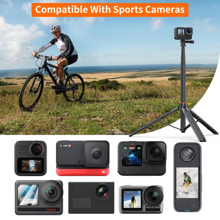 PULUZ 1.4m Action Camera Selfie Stick Tripod Vlog Live Streaming Holder (Black) - free shipping - PMC TechLife - Order now!
