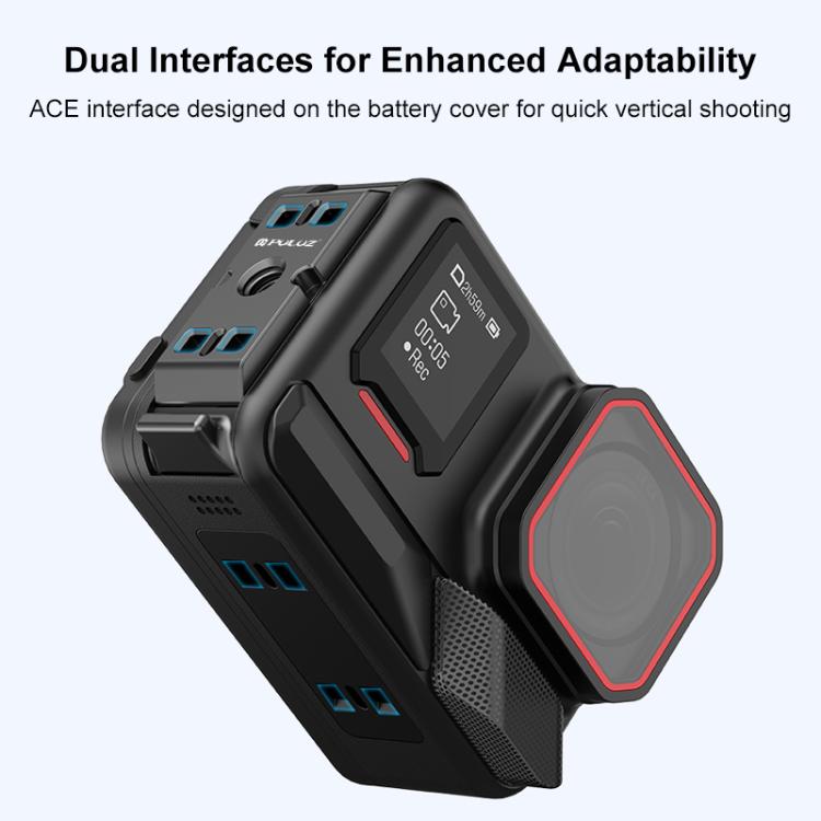 PULUZ ACE / AC Aluminum Alloy Vertical Shooting Magnetic Quick-release Battery Side Interface Cover for Insta360 Ace Pro 2 (Black) - Others by PULUZ | Online Shopping South Africa | PMc TechLife | Buy Now Pay Later Mobicred