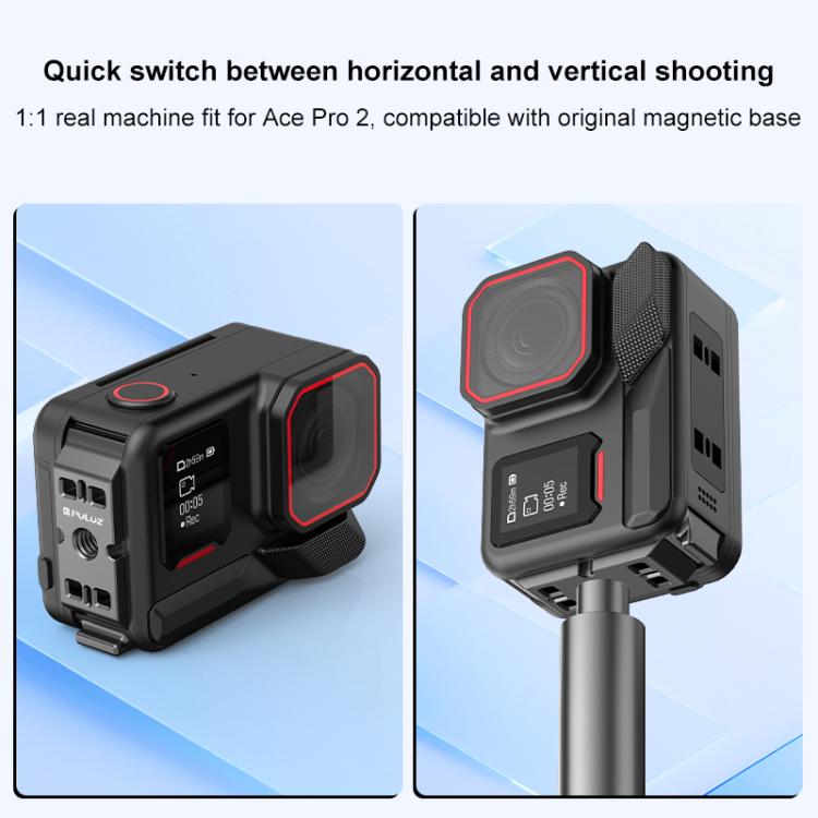 PULUZ ACE / AC Aluminum Alloy Vertical Shooting Magnetic Quick-release Battery Side Interface Cover for Insta360 Ace Pro 2 (Black) - Others by PULUZ | Online Shopping South Africa | PMc TechLife | Buy Now Pay Later Mobicred