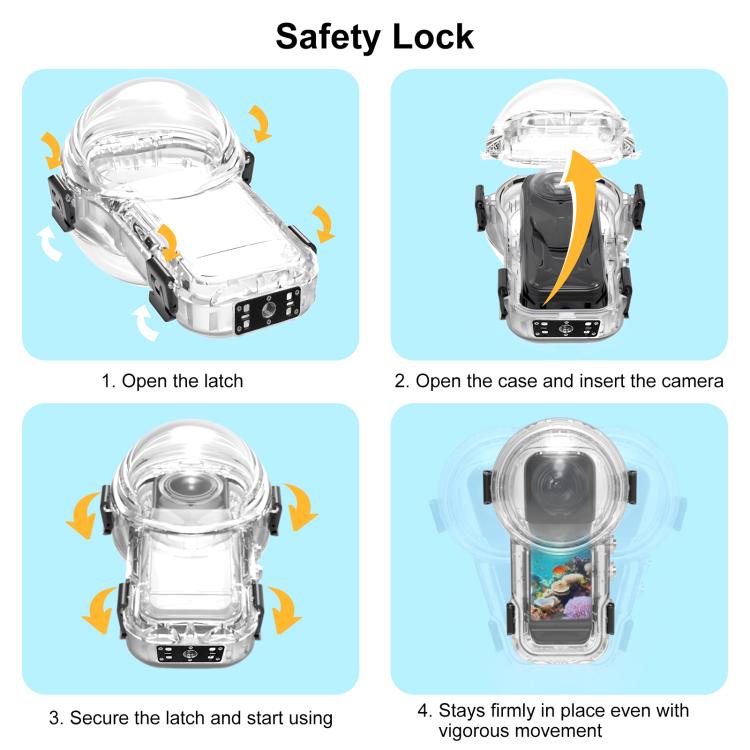 For Insta360 X5 PULUZ Quick Release 60m Waterproof Sealed Diving Case (Transparent) - free shipping - PMC TechLife - Order now!