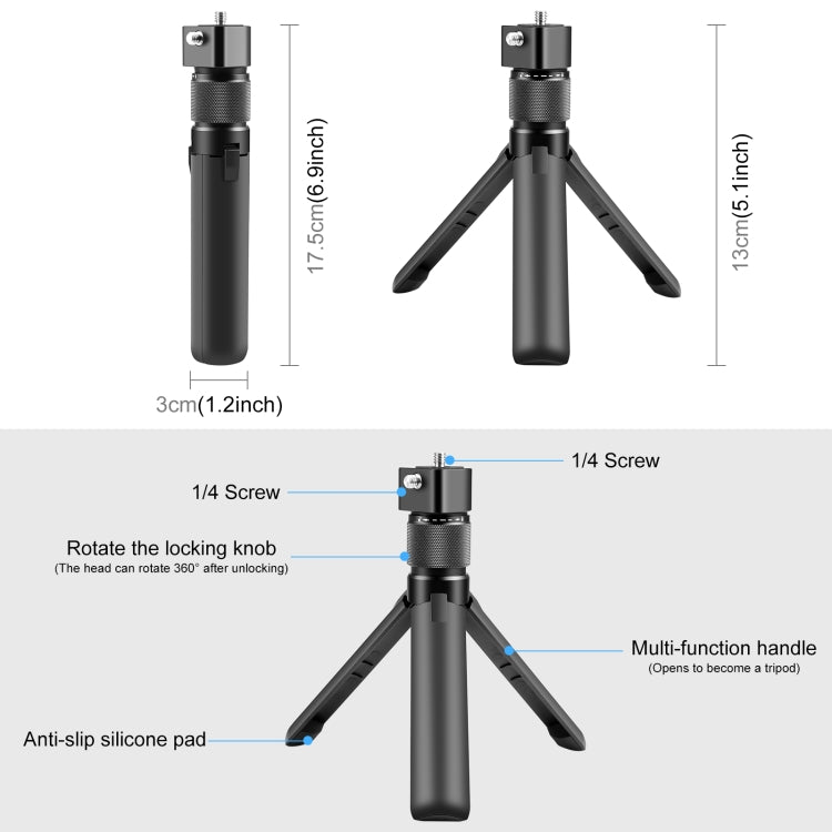 For Insta360 X3 / X4 PULUZ Rotary Handle Desktop Tripod Stand 110cm Selfie Stick Monopod (Black) - Self Monopod Grip by PULUZ | Online Shopping South Africa | PMC Jewellery