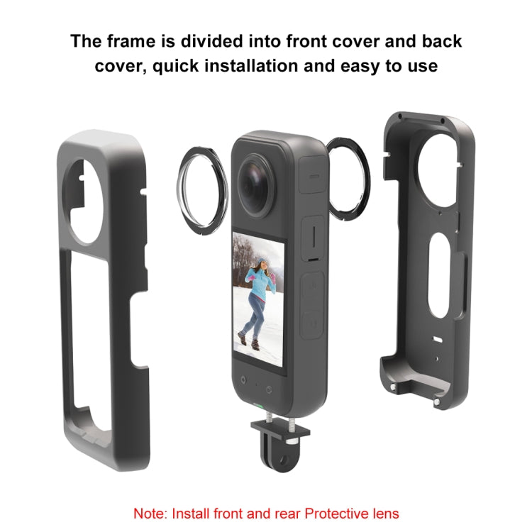 For Insta360 X3 PULUZ Metal Protective Cage Rig Housing Frame with Sticking Lens Film (Black) - Mount & Holder by PULUZ | Online Shopping South Africa | PMC Jewellery | Buy Now Pay Later Mobicred