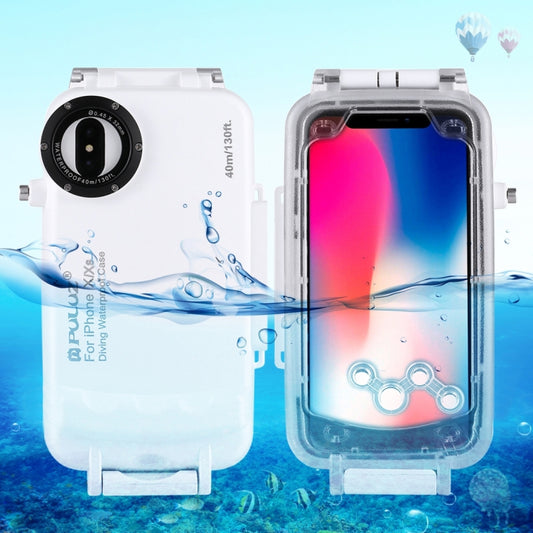 For iPhone X / XS PULUZ 40m/130ft Waterproof Diving Case, Photo Video Taking Underwater Housing Cover(White) - More iPhone Cases by PULUZ | Online Shopping South Africa | PMC Jewellery