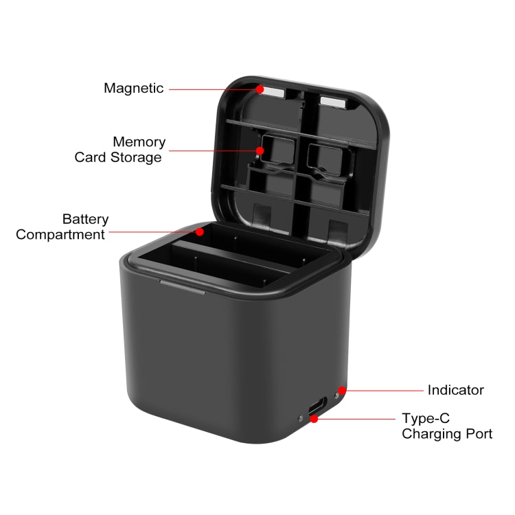 For Insta360 Ace Pro 2 / Pro 1 / Ace PULUZ Battery Charging Box Battery & Memory Card Storage Case (Black) - Others by PULUZ | Online Shopping South Africa | PMC TechLife | Buy Now Pay Later Mobicred