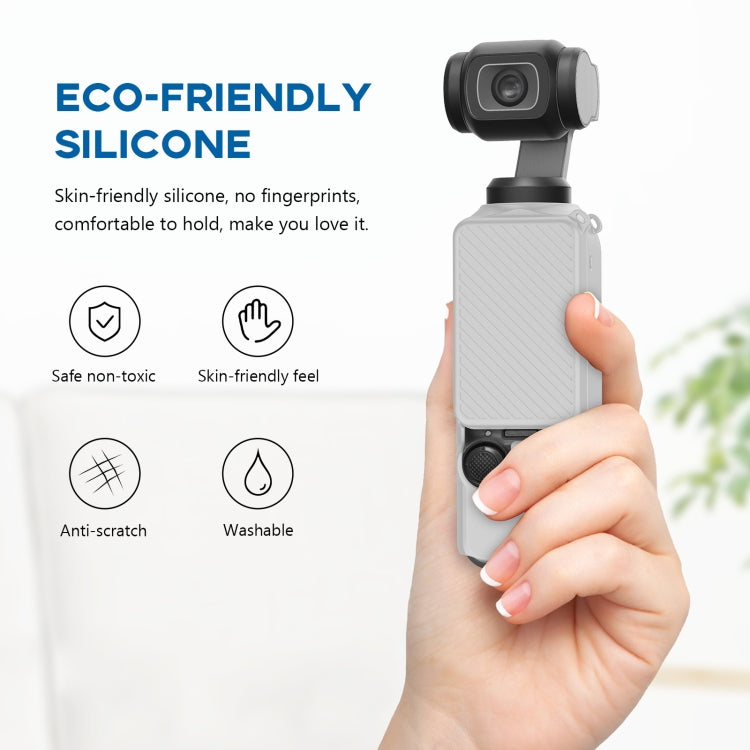 For DJI OSMO Pocket 3 PULUZ  2 in 1 Silicone Cover Case Set with Strap (Grey) - Case & Bags by PULUZ | Online Shopping South Africa | PMC Jewellery | Buy Now Pay Later Mobicred