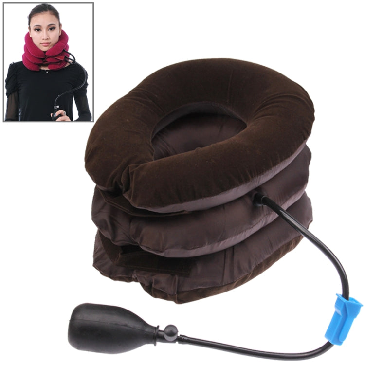 Three-Layer Cervical Vertebra Tractor Neck Massager(Brown) - free shipping - PMC TechLife - Order now!