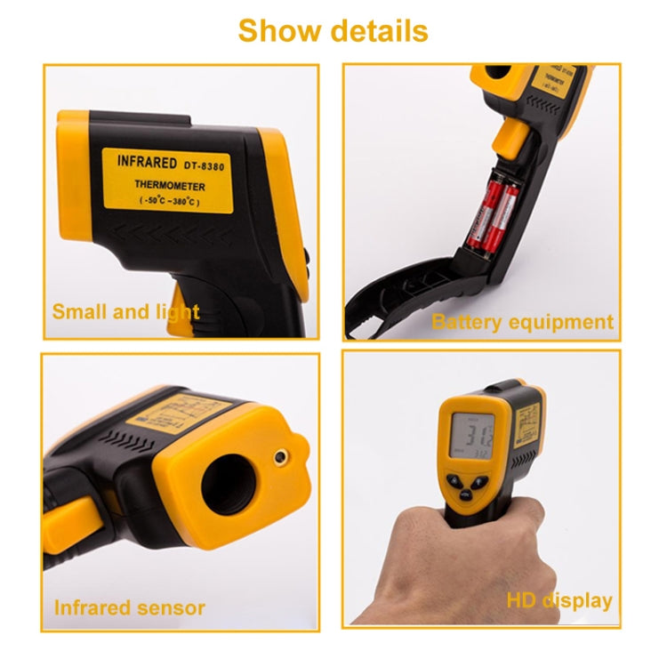 Infrared Thermometer, Temperature Range: -50 - 380 Degrees Celsius (D:S = 12:1)(Black) - Digital Thermometer by PMC TechLife | Online Shopping South Africa | PMC TechLife | Buy Now Pay Later Mobicred