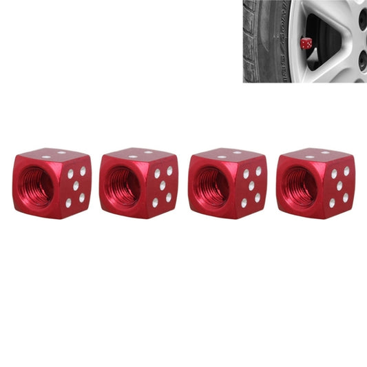 Universal 8mm Dice Style Aluminium Alloy Car Tire Valve Caps, Pack of 4(Red) - Tire Valve Caps by PMC Jewellery | Online Shopping South Africa | PMC Jewellery