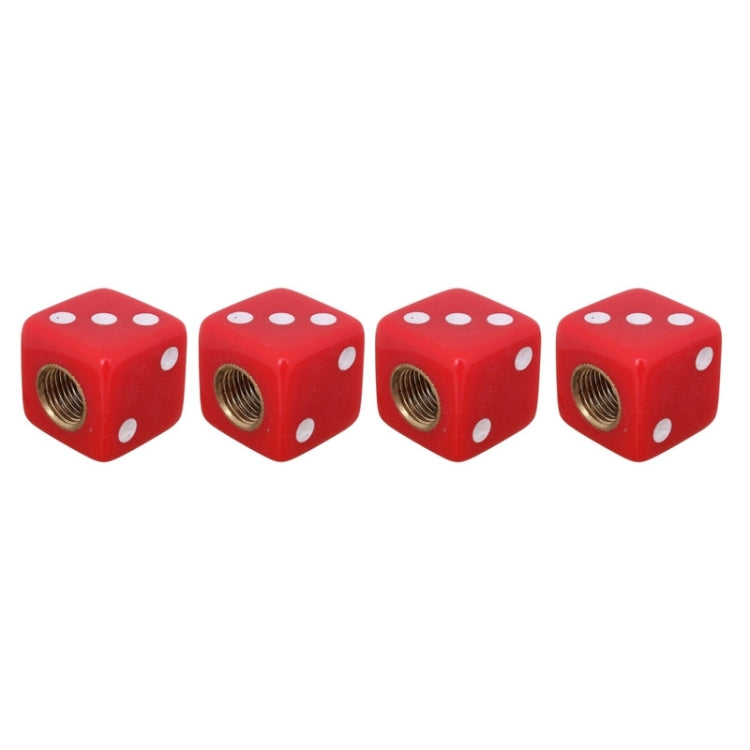Universal 8mm Dice Style Plastic Car Tire Valve Caps, Pack of 4(Red) - Tire Valve Caps by PMC TechLife | Online Shopping South Africa | PMC TechLife | Buy Now Pay Later Mobicred