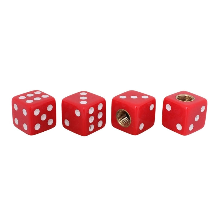 Universal 8mm Dice Style Plastic Car Tire Valve Caps, Pack of 4(Red) - Tire Valve Caps by PMC TechLife | Online Shopping South Africa | PMC TechLife | Buy Now Pay Later Mobicred