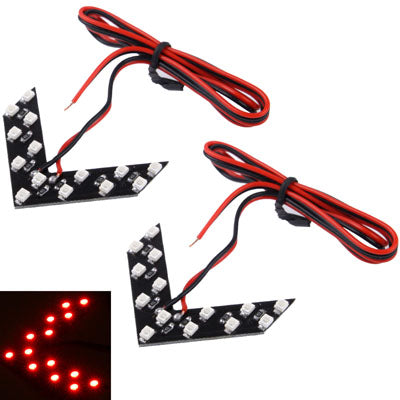 14 LED 3528 SMD Arrows Light for Car Side Mirror Turn Signal, Pairs(Red Light) - Arrow Turn Lights by PMC TechLife | Online Shopping South Africa | PMC TechLife | Buy Now Pay Later Mobicred
