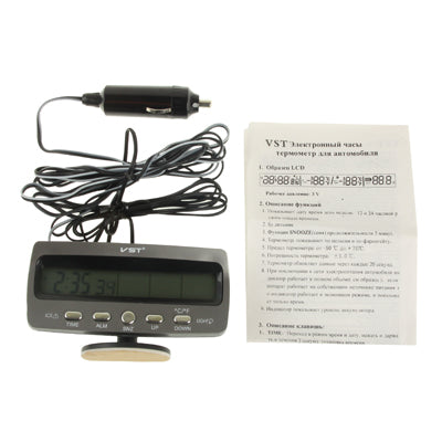 3.6 inch LCD Car Digital Thermometer with Time / Date / Week / Alarm / Car Storage Battery Voltage Display(Black) - free shipping - PMC TechLife - Order now!