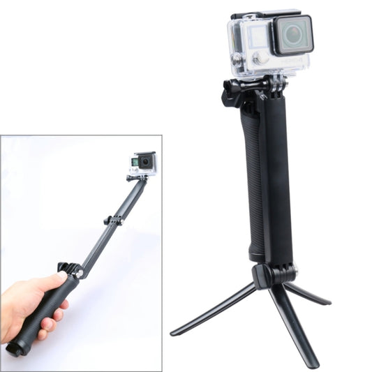 3-Way Multi Function Extendable Monopod Tripod Folding Rotating Arm Camera Handle for GoPro Hero12 Black / Hero11 /10 /9 /8 /7 /6 /5, Insta360 Ace / Ace Pro, DJI Osmo Action 4 and Other Action Cameras - Extendable Pole by PMC Jewellery | Online Shopping South Africa | PMC Jewellery | Buy Now Pay Later Mobicred