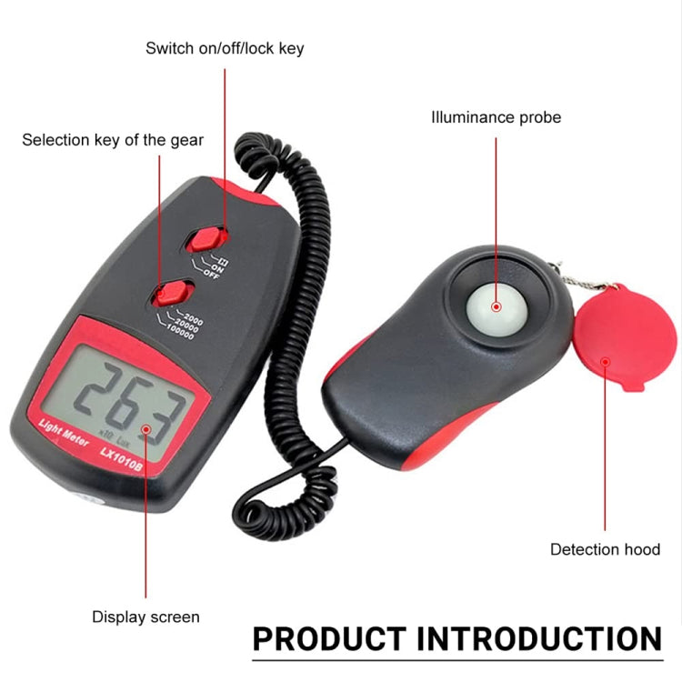 Digital Light Meter, Measuring Range: 1-100000 Lux(Red) - Light & Sound Meter by PMC TechLife | Online Shopping South Africa | PMC TechLife | Buy Now Pay Later Mobicred