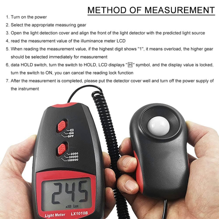 Digital Light Meter, Measuring Range: 1-100000 Lux(Red) - Light & Sound Meter by PMC TechLife | Online Shopping South Africa | PMC TechLife | Buy Now Pay Later Mobicred