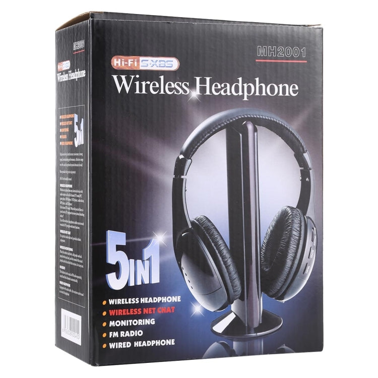 MH2001 Hi-Fi 5 in 1 Receiver + Emitter Wireless Headphone(Black) - Headset & Headphone by PMC TechLife | Online Shopping South Africa | PMC TechLife