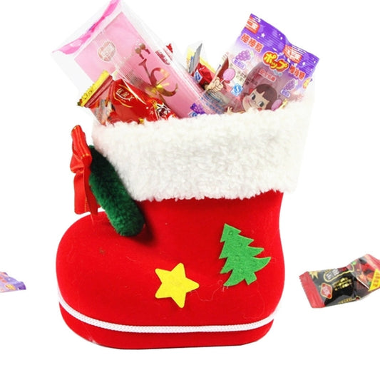 Santa Pattern Christmas Decoration Flocking Stocking Boot Candy Bag, Size: 13cm x 10cm x 7cm - Christmas Gift Bags & Boxes by PMC Jewellery | Online Shopping South Africa | PMC Jewellery | Buy Now Pay Later Mobicred