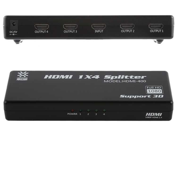 HDMI-400 V1.4 1080P Full HD 1 x 4 HDMI Amplifier Splitter, Support 3D - Splitter by PMC Jewellery | Online Shopping South Africa | PMC Jewellery | Buy Now Pay Later Mobicred