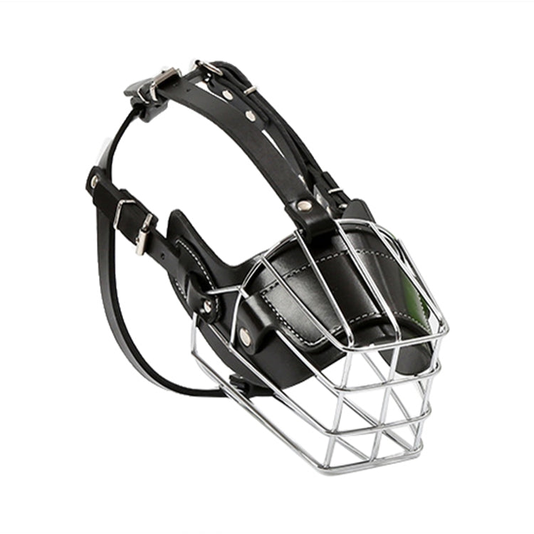 Steel Cage Style Dog Basket Wire Muzzle Protective Snout Cover with Leather Strap, Size: L - Mouth Cover by PMC Jewellery | Online Shopping South Africa | PMC Jewellery