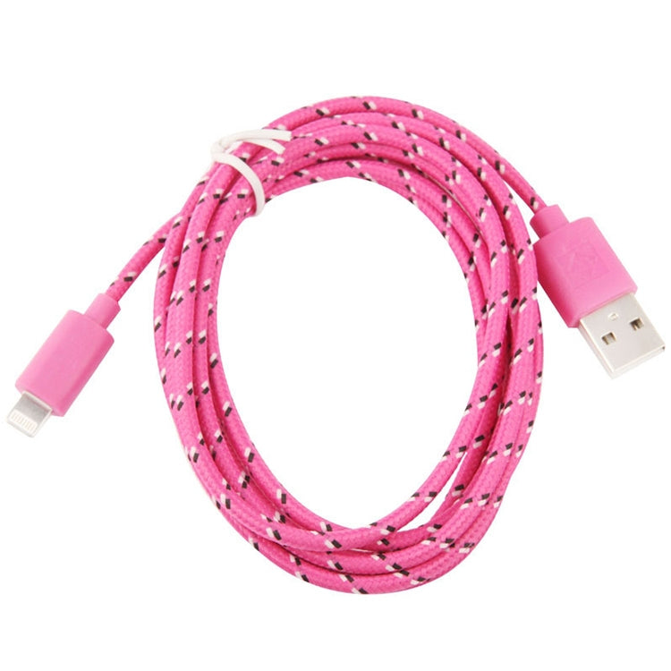 3m Nylon Netting Style USB Data Transfer Charging Cable for iPhone, iPad(Magenta) - Normal Style Cable by PMC Jewellery | Online Shopping South Africa | PMC Jewellery | Buy Now Pay Later Mobicred