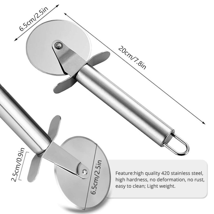 Stainless Steel Round Pizza Cutter Knife(Silver) - Baking Pastry Tools by PMC TechLife | Online Shopping South Africa | PMC TechLife | Buy Now Pay Later Mobicred